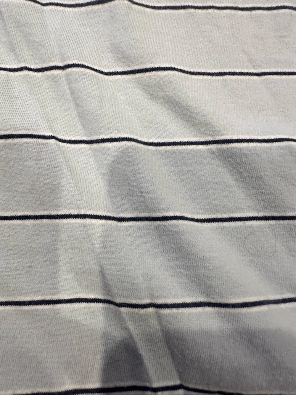 J. Crew Men’s White Polo with Thin Navy Stripes